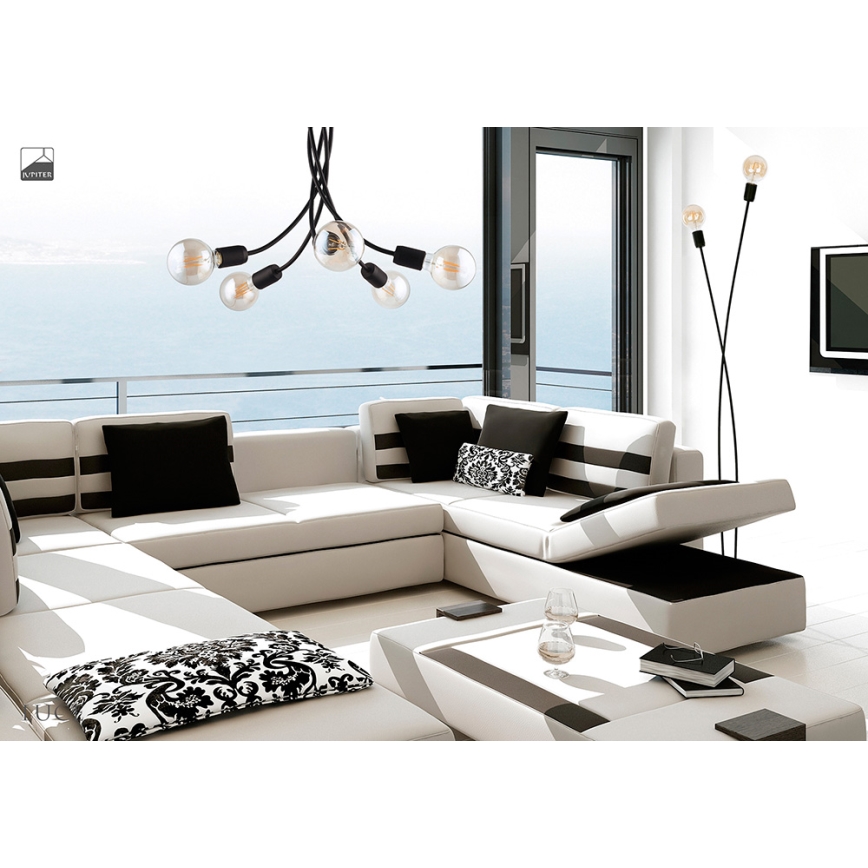 Jupiter 1640 - Lámpara colgante LUCE 5xE27/60W/230V negro