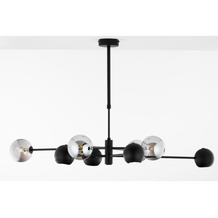 Jupiter 1975 - Lámpara colgante MOKA 4xGU10/10W/230V + 4xG9/10W/230V negro/cromo brillante