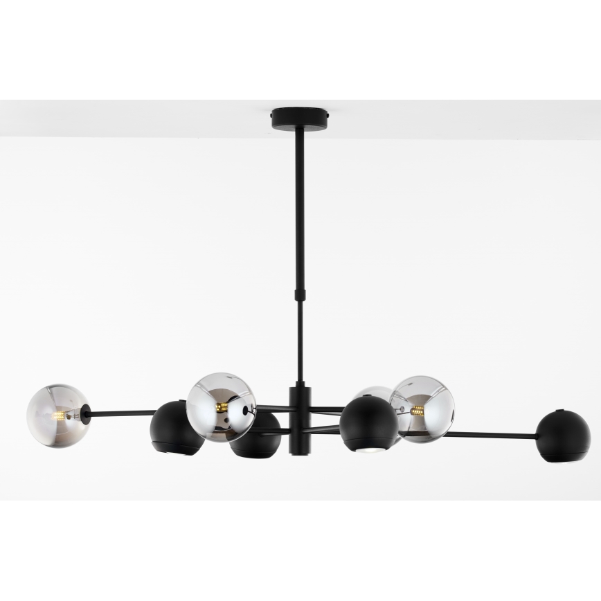 Jupiter 1975 - Lámpara colgante MOKA 4xGU10/10W/230V + 4xG9/10W/230V negro/cromo brillante