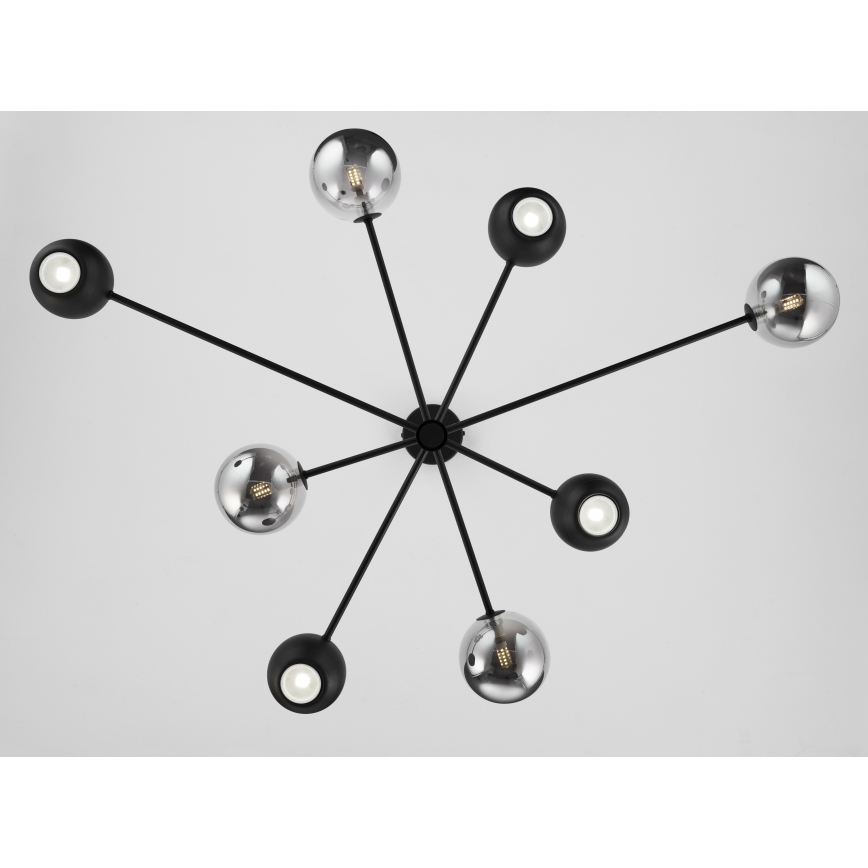 Jupiter 1975 - Lámpara colgante MOKA 4xGU10/10W/230V + 4xG9/10W/230V negro/cromo brillante