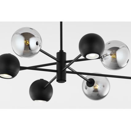 Jupiter 1975 - Lámpara colgante MOKA 4xGU10/10W/230V + 4xG9/10W/230V negro/cromo brillante