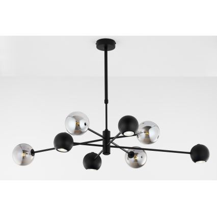 Jupiter 1975 - Lámpara colgante MOKA 4xGU10/10W/230V + 4xG9/10W/230V negro/cromo brillante