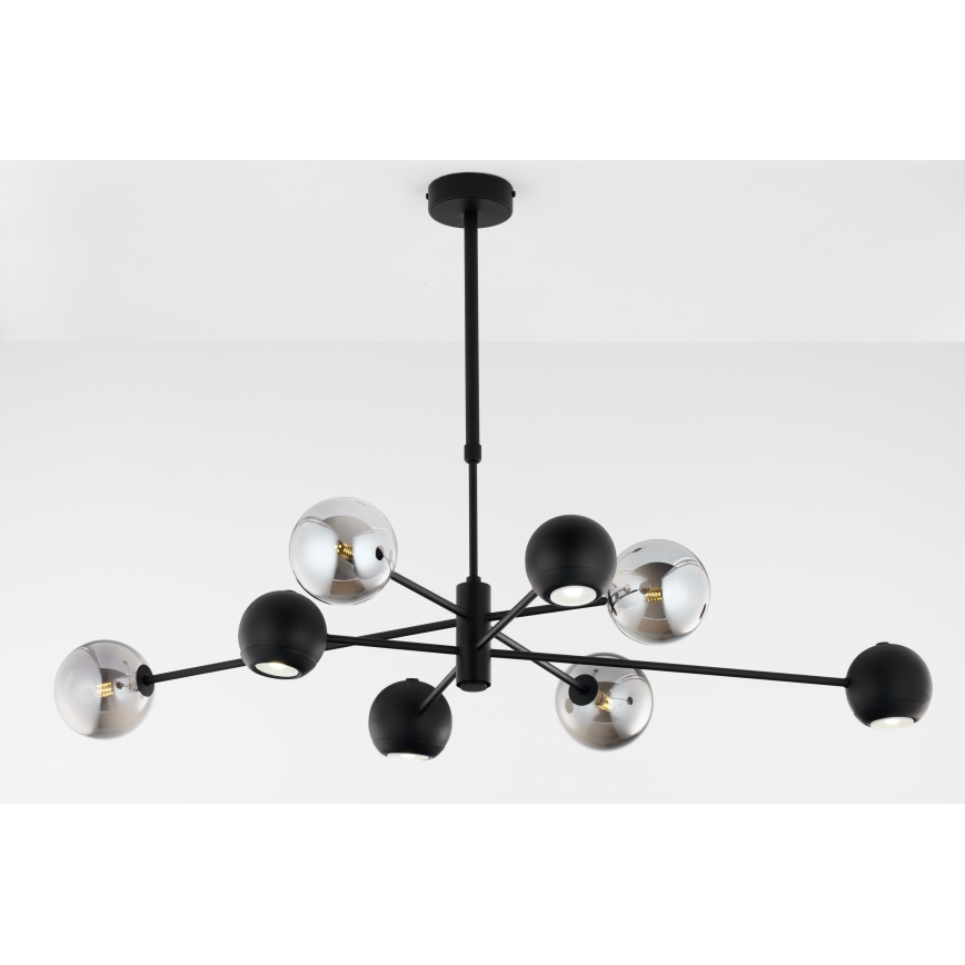 Jupiter 1975 - Lámpara colgante MOKA 4xGU10/10W/230V + 4xG9/10W/230V negro/cromo brillante
