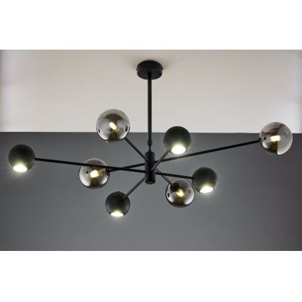 Jupiter 1975 - Lámpara colgante MOKA 4xGU10/10W/230V + 4xG9/10W/230V negro/cromo brillante