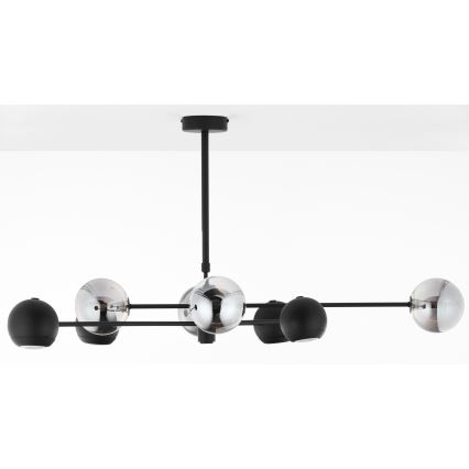 Jupiter 1975 - Lámpara colgante MOKA 4xGU10/10W/230V + 4xG9/10W/230V negro/cromo brillante