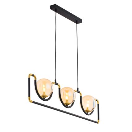 Jupiter 1989 - Lámpara de araña HANZA 3xG9/10W/230V negro/dorado/beige
