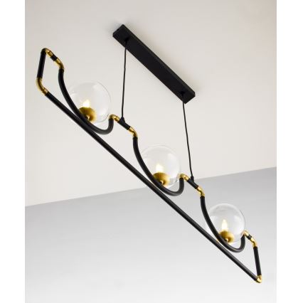Jupiter 1990 - Lámpara de araña con cable HANZA 3xG9/10W/230V negro/dorado