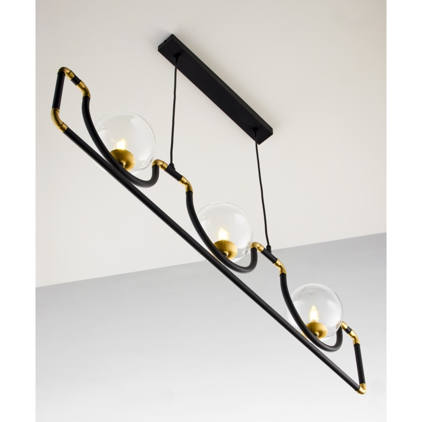 Jupiter 1990 - Lámpara de araña con cable HANZA 3xG9/10W/230V negro/dorado