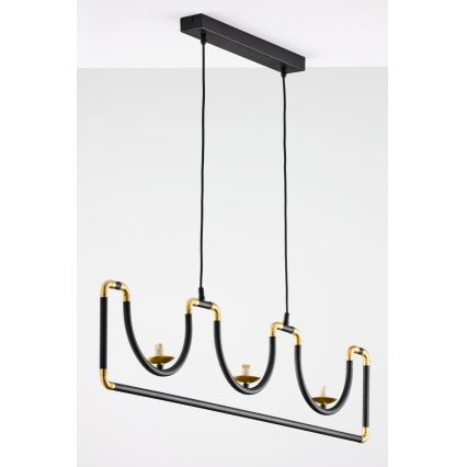 Jupiter 1990 - Lámpara de araña con cable HANZA 3xG9/10W/230V negro/dorado
