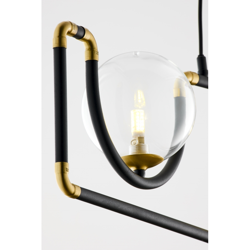 Jupiter 1990 - Lámpara de araña con cable HANZA 3xG9/10W/230V negro/dorado