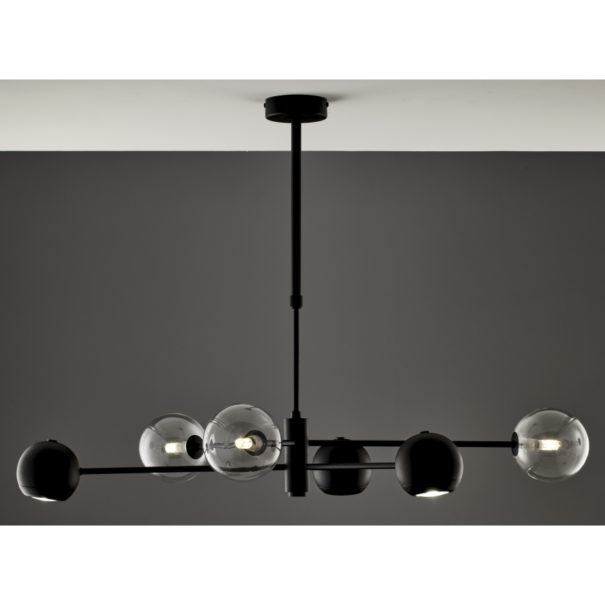 Jupiter 1995 - Lámpara colgante MOKA 3xGU10/10W/230V + 3xG9/10W/230V negro/transparente