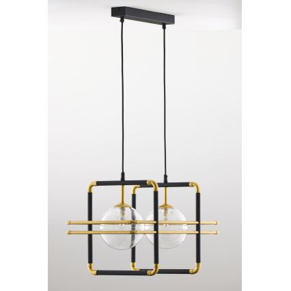Jupiter 2029 - Lámpara colgante FIORI 2xG9/10W/230V negro/dorado/transparente