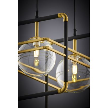 Jupiter 2029 - Lámpara colgante FIORI 2xG9/10W/230V negro/dorado/transparente