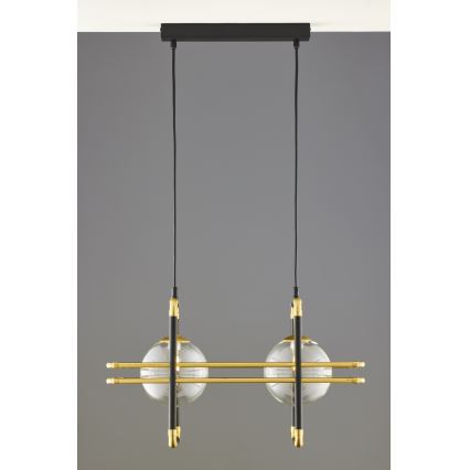 Jupiter 2029 - Lámpara colgante FIORI 2xG9/10W/230V negro/dorado/transparente