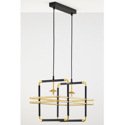 Jupiter 2029 - Lámpara colgante FIORI 2xG9/10W/230V negro/dorado/transparente