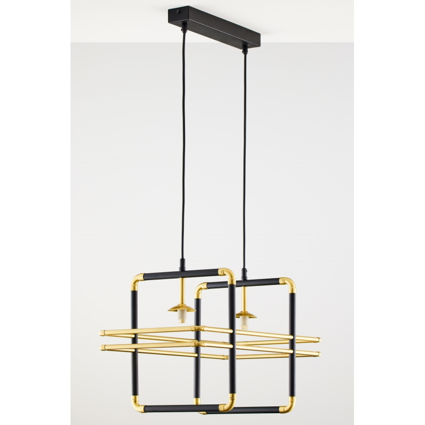 Jupiter 2029 - Lámpara colgante FIORI 2xG9/10W/230V negro/dorado/transparente