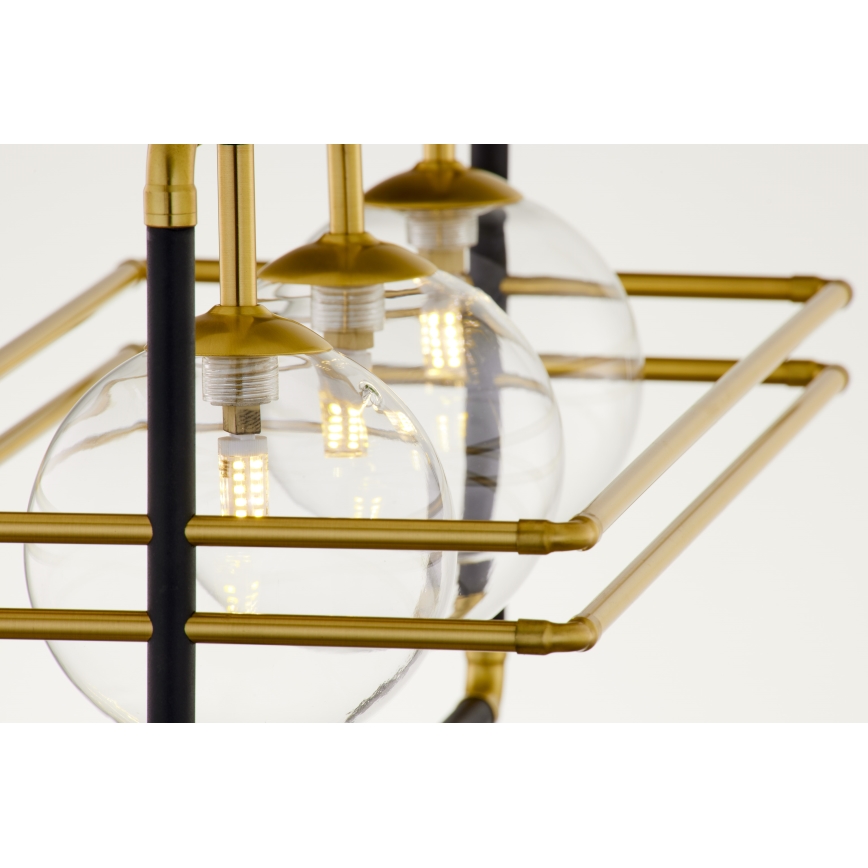 Jupiter 2030 - Lámpara colgante FIORI 3xG9/10W/230V negro/dorado/transparente