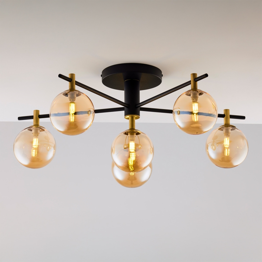 Jupiter 2033 - Lámpara de techo FIGARO 6xG9/10W/230V negro/dorado/beige