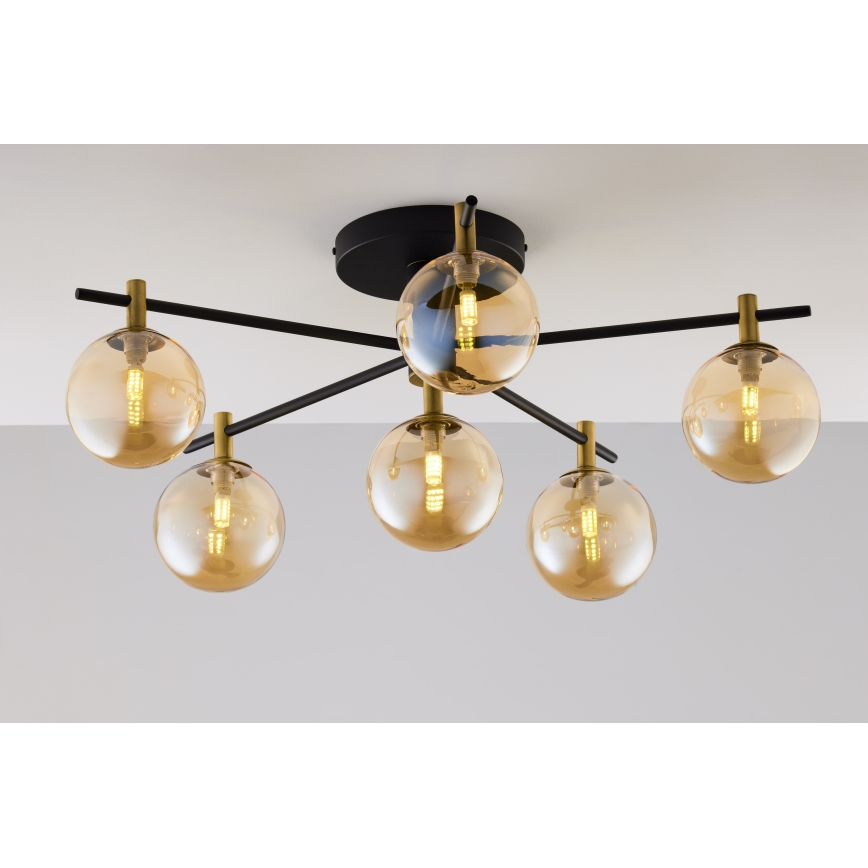 Jupiter 2033 - Lámpara de techo FIGARO 6xG9/10W/230V negro/dorado/beige