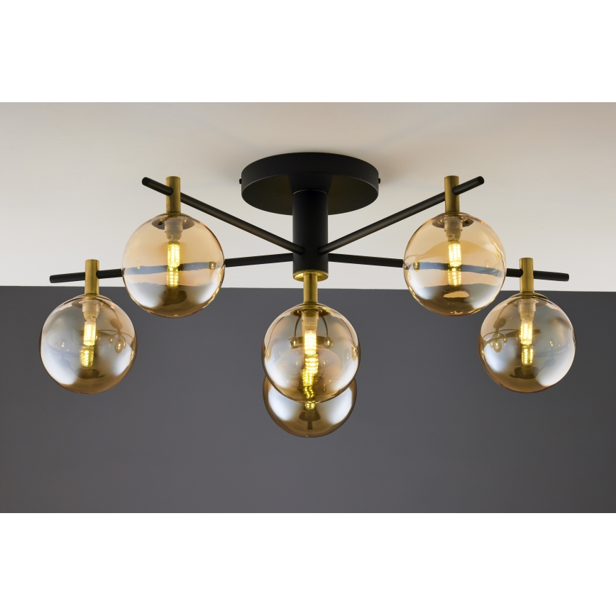Jupiter 2033 - Lámpara de techo FIGARO 6xG9/10W/230V negro/dorado/beige
