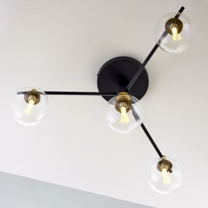 Jupiter 2034 - Lámpara de techo FIGARO 4xG9/10W/230V negro/dorado/beige/transparente