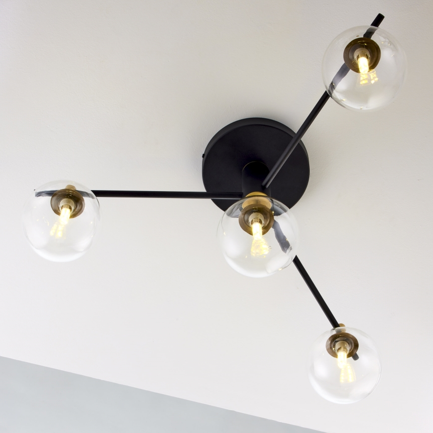 Jupiter 2034 - Lámpara de techo FIGARO 4xG9/10W/230V negro/dorado/beige/transparente