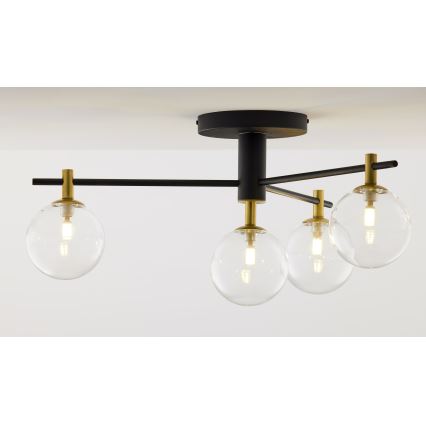 Jupiter 2034 - Lámpara de techo FIGARO 4xG9/10W/230V negro/dorado/beige/transparente