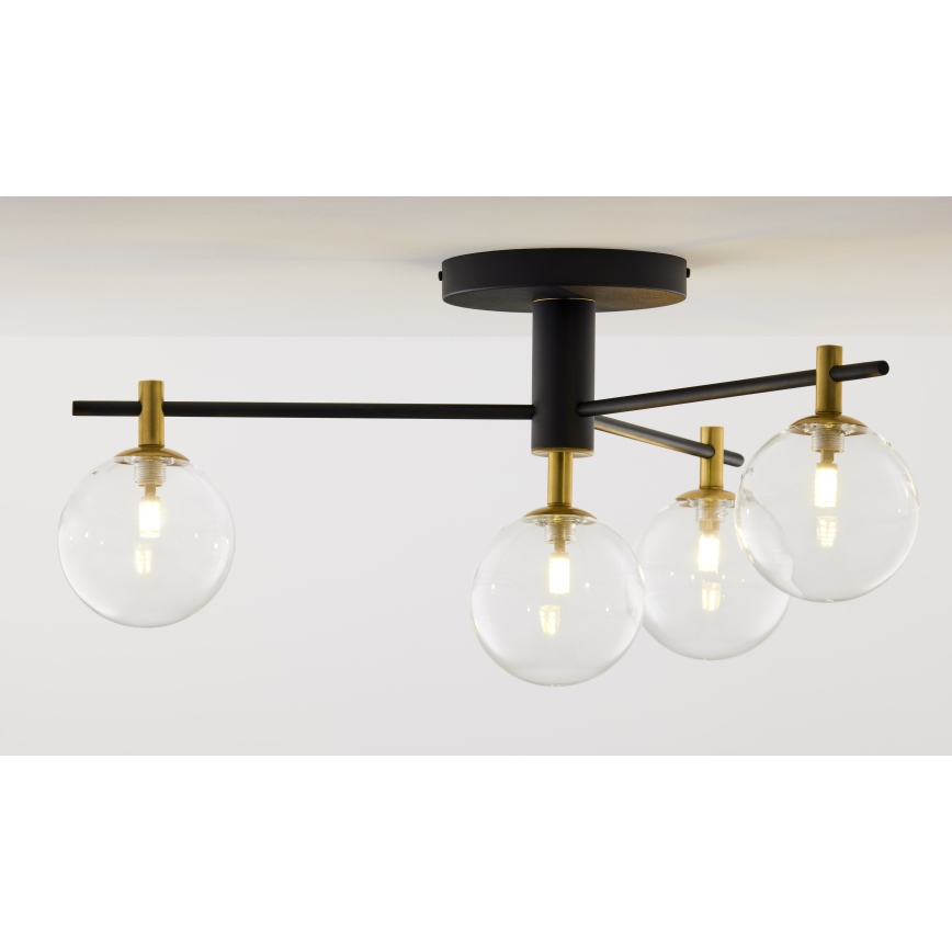 Jupiter 2034 - Lámpara de techo FIGARO 4xG9/10W/230V negro/dorado/beige/transparente