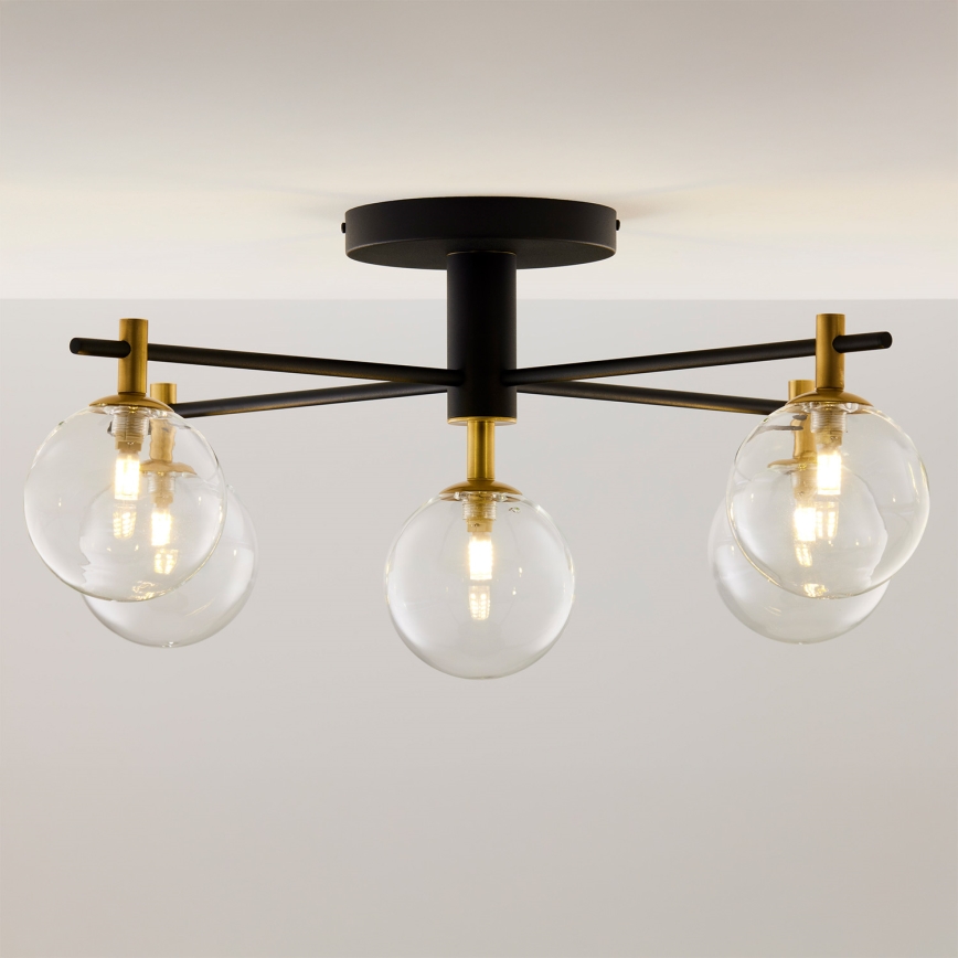Jupiter 2035 - Lámpara de techo FIGARO 5xG9/10W/230V negro/dorado/beige/transparente