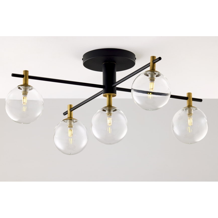Jupiter 2035 - Lámpara de techo FIGARO 5xG9/10W/230V negro/dorado/beige/transparente