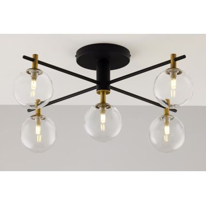 Jupiter 2035 - Lámpara de techo FIGARO 5xG9/10W/230V negro/dorado/beige/transparente