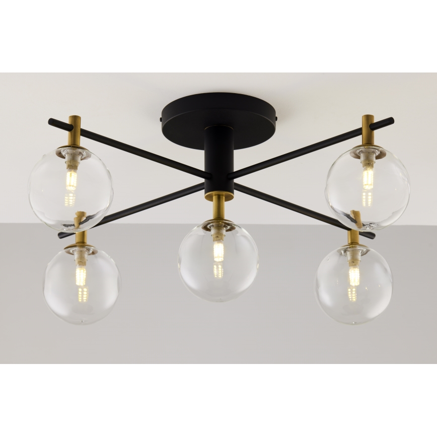 Jupiter 2035 - Lámpara de techo FIGARO 5xG9/10W/230V negro/dorado/beige/transparente