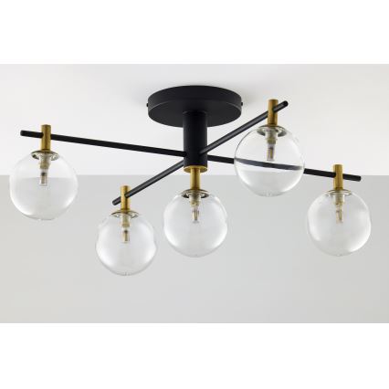 Jupiter 2035 - Lámpara de techo FIGARO 5xG9/10W/230V negro/dorado/beige/transparente