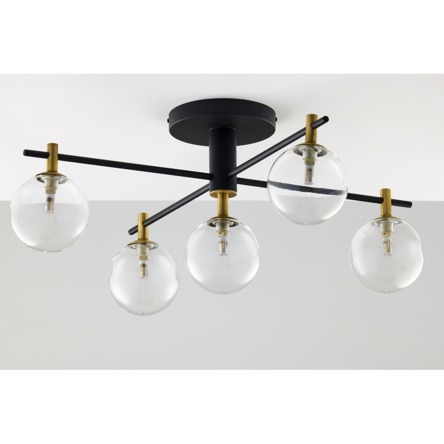 Jupiter 2035 - Lámpara de techo FIGARO 5xG9/10W/230V negro/dorado/beige/transparente