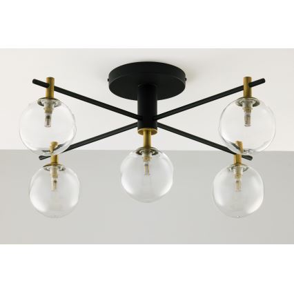 Jupiter 2035 - Lámpara de techo FIGARO 5xG9/10W/230V negro/dorado/beige/transparente