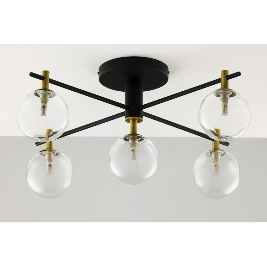 Jupiter 2035 - Lámpara de techo FIGARO 5xG9/10W/230V negro/dorado/beige/transparente