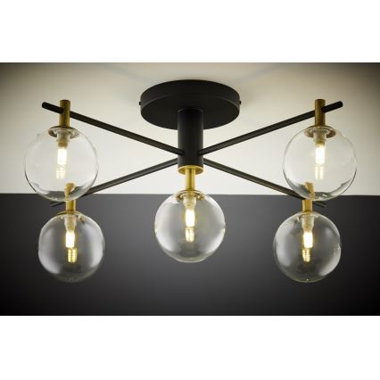 Jupiter 2035 - Lámpara de techo FIGARO 5xG9/10W/230V negro/dorado/beige/transparente