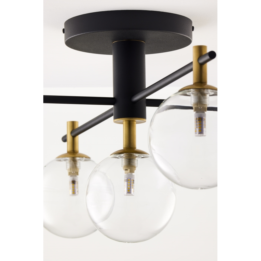 Jupiter 2035 - Lámpara de techo FIGARO 5xG9/10W/230V negro/dorado/beige/transparente