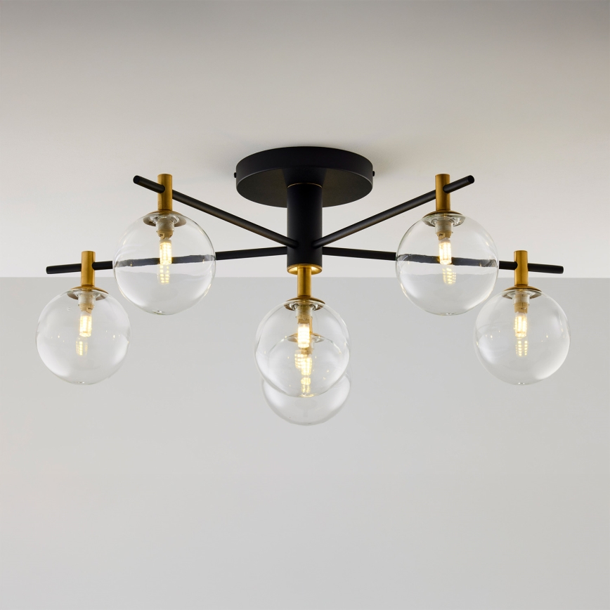 Jupiter 2036 - Lámpara de techo FIGARO 6xG9/10W/230V negro/dorado/beige/transparente