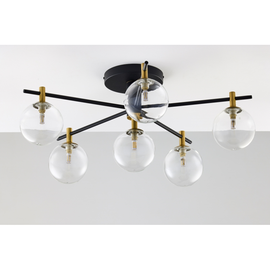 Jupiter 2036 - Lámpara de techo FIGARO 6xG9/10W/230V negro/dorado/beige/transparente