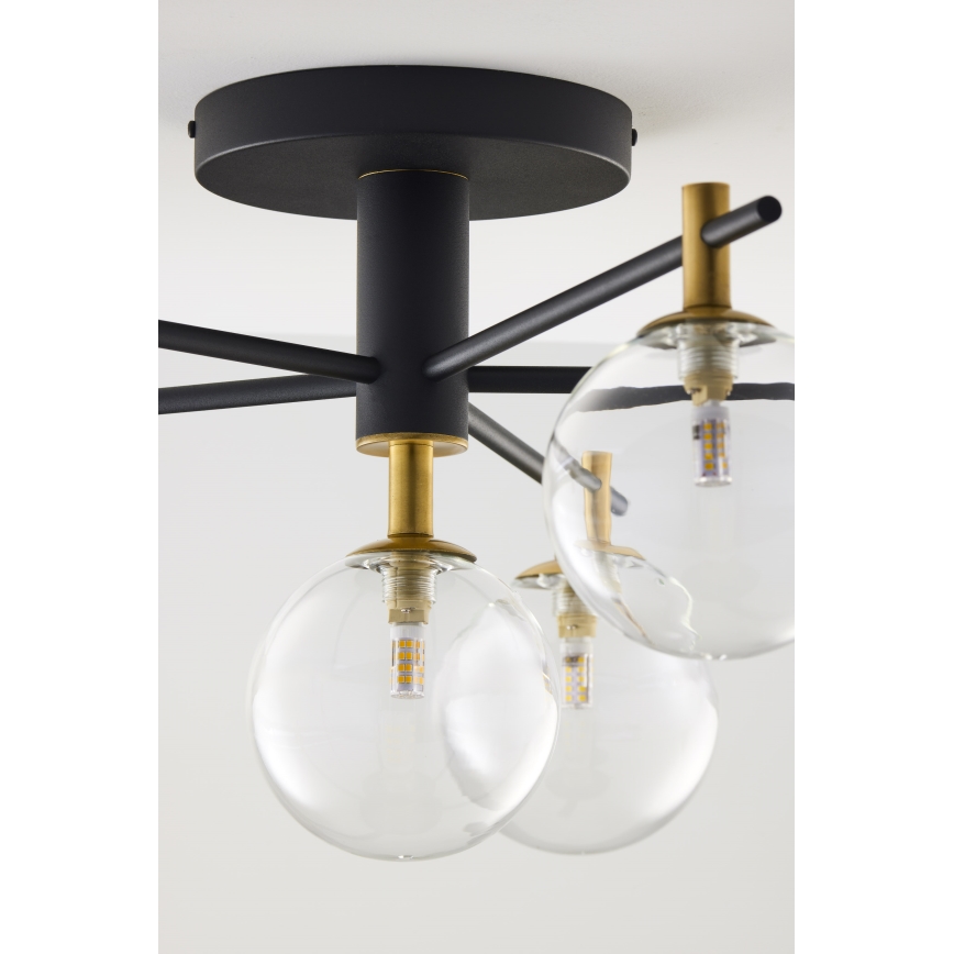 Jupiter 2036 - Lámpara de techo FIGARO 6xG9/10W/230V negro/dorado/beige/transparente