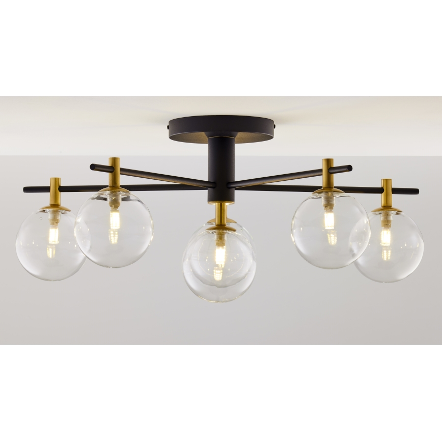 Jupiter 2036 - Lámpara de techo FIGARO 6xG9/10W/230V negro/dorado/beige/transparente