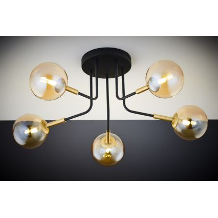 Jupiter 2038 - Lámpara colgante BURANO 5xG9/10W/230V negro/dorado/beige