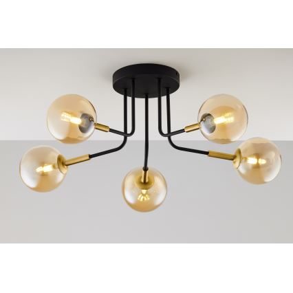 Jupiter 2038 - Lámpara colgante BURANO 5xG9/10W/230V negro/dorado/beige
