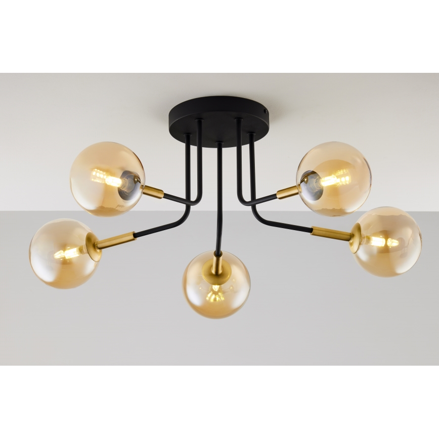 Jupiter 2038 - Lámpara colgante BURANO 5xG9/10W/230V negro/dorado/beige