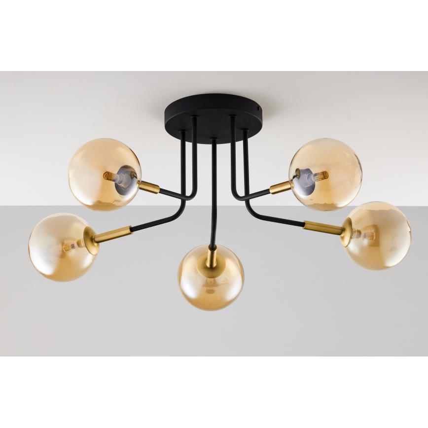 Jupiter 2038 - Lámpara colgante BURANO 5xG9/10W/230V negro/dorado/beige