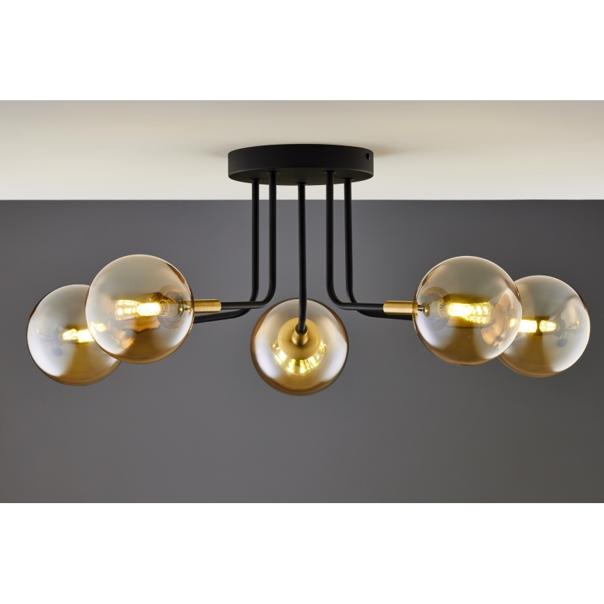 Jupiter 2038 - Lámpara colgante BURANO 5xG9/10W/230V negro/dorado/beige