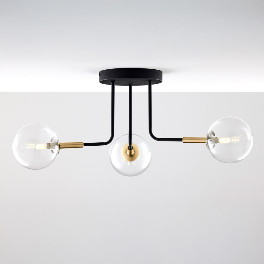 Jupiter 2039 - Lámpara colgante BURANO 3xG9/10W/230V negro/dorado/transparente
