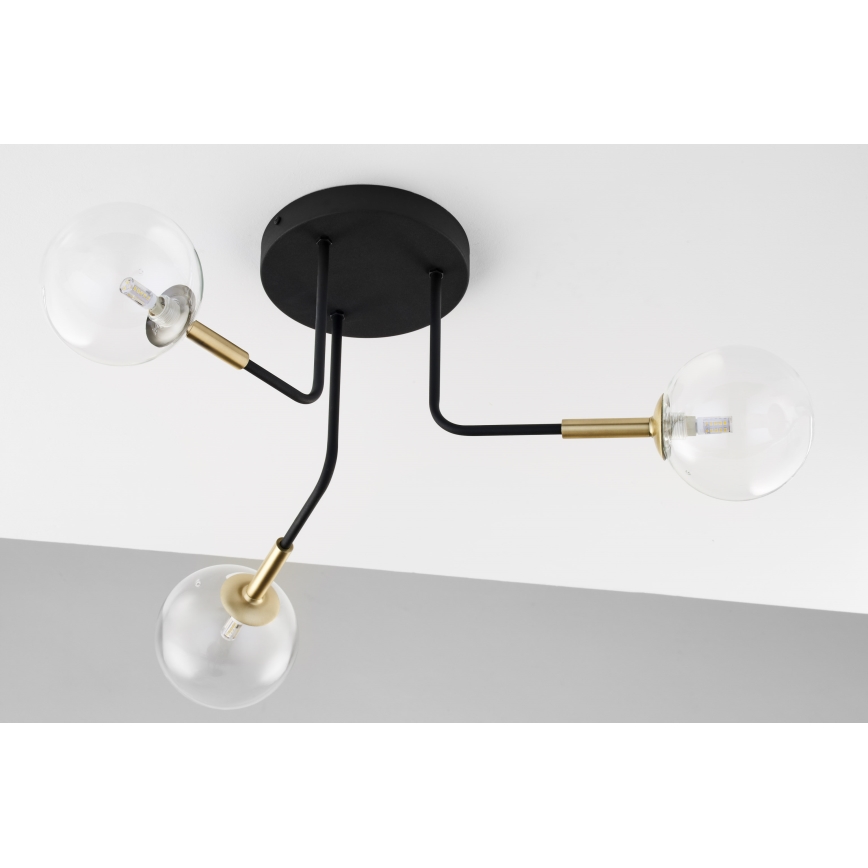 Jupiter 2039 - Lámpara colgante BURANO 3xG9/10W/230V negro/dorado/transparente