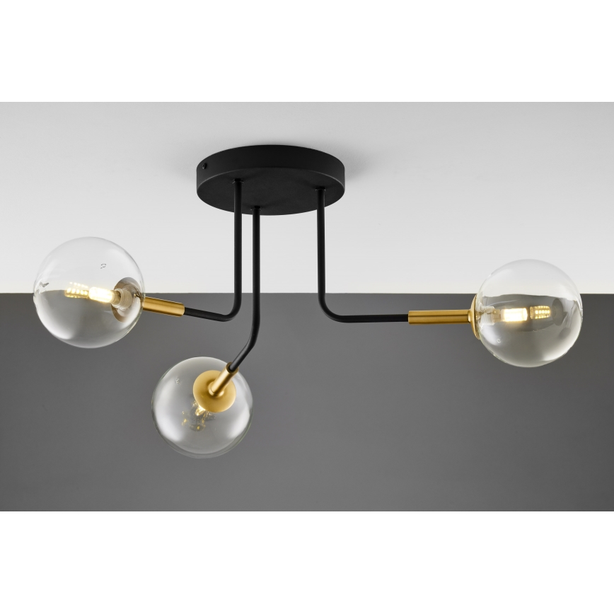 Jupiter 2039 - Lámpara colgante BURANO 3xG9/10W/230V negro/dorado/transparente